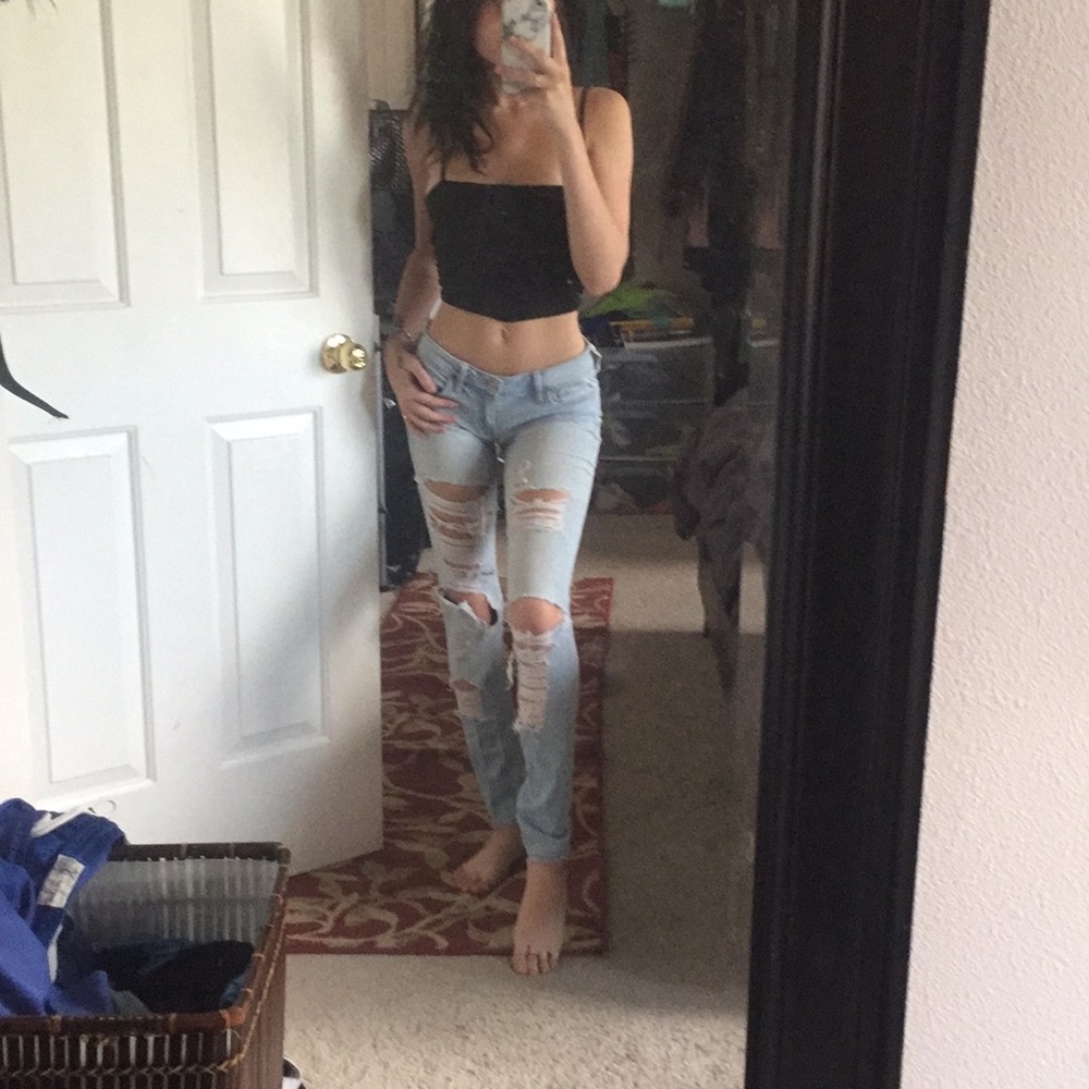 HOLLISTER blue ripped skinny jeans